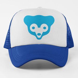 NEW Chicago Cubs 1972 Retro Bear Head Logo Foam Trucker Snapback Hat 2-TONE